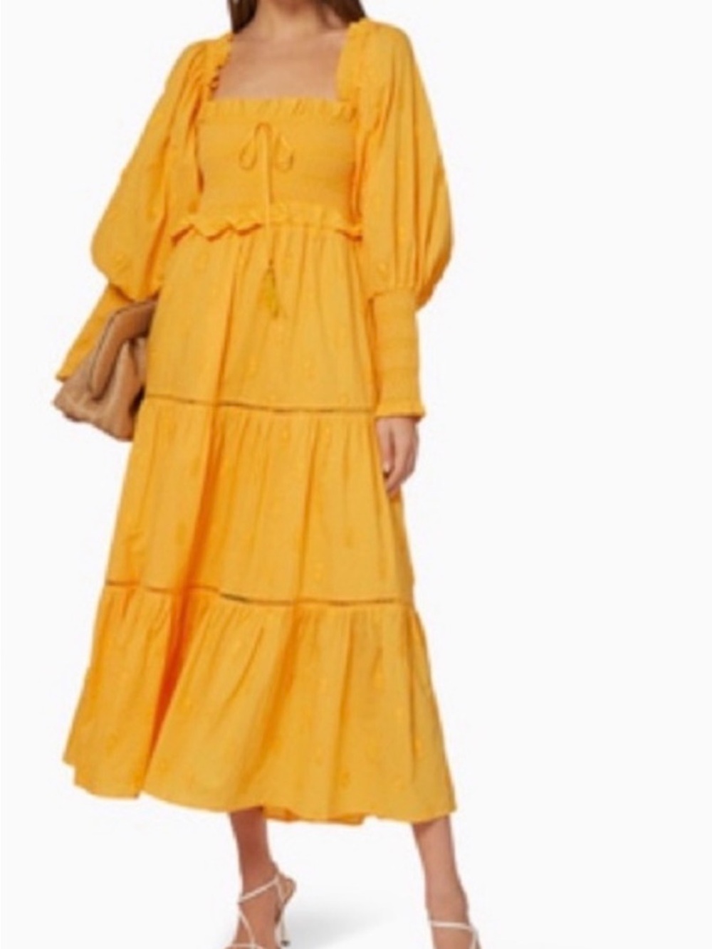 FARM Rio Sunlit Yellow Tiered dress
